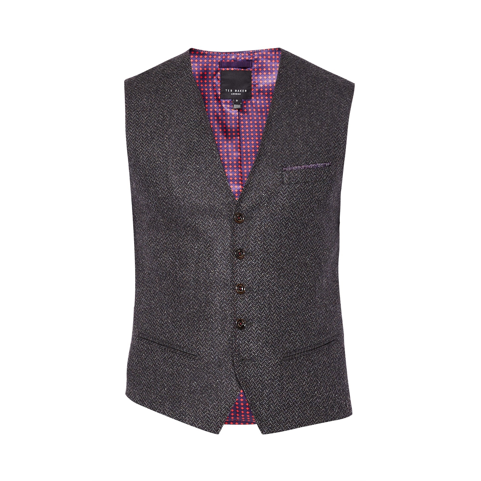 Men Mmj-Glenwai-Ta7M-Semi Plain Wool Waistcoat - Charcoal