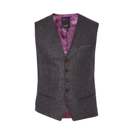Men Mmj-Glenwai-Ta7M-Semi Plain Wool Waistcoat - Charcoal