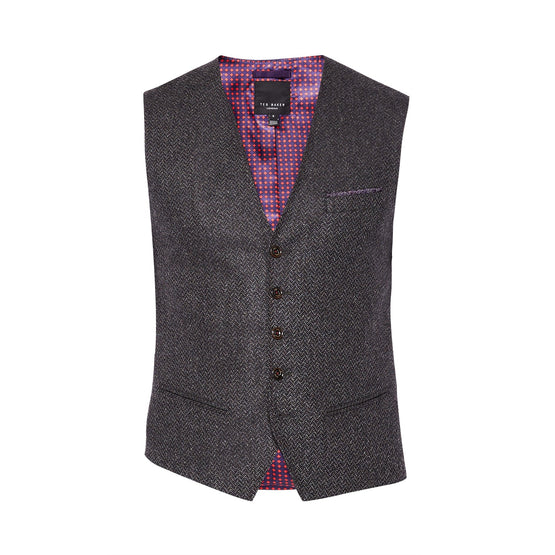 Men Mmj-Glenwai-Ta7M-Semi Plain Wool Waistcoat - Charcoal