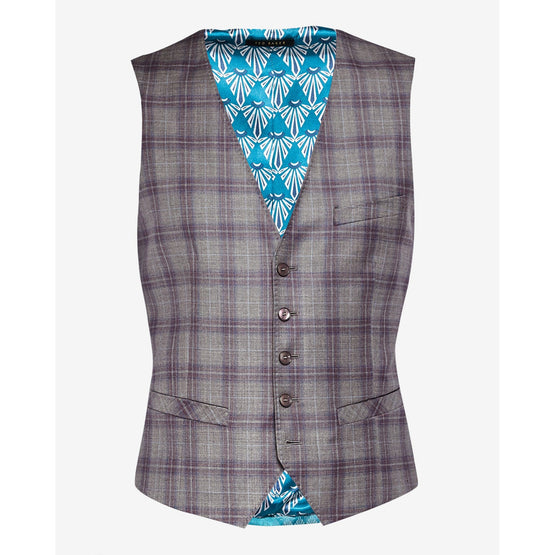 Men Mps-Dorlnw-Rh8M-Debonair Check Waistcoat - Lt-Grey