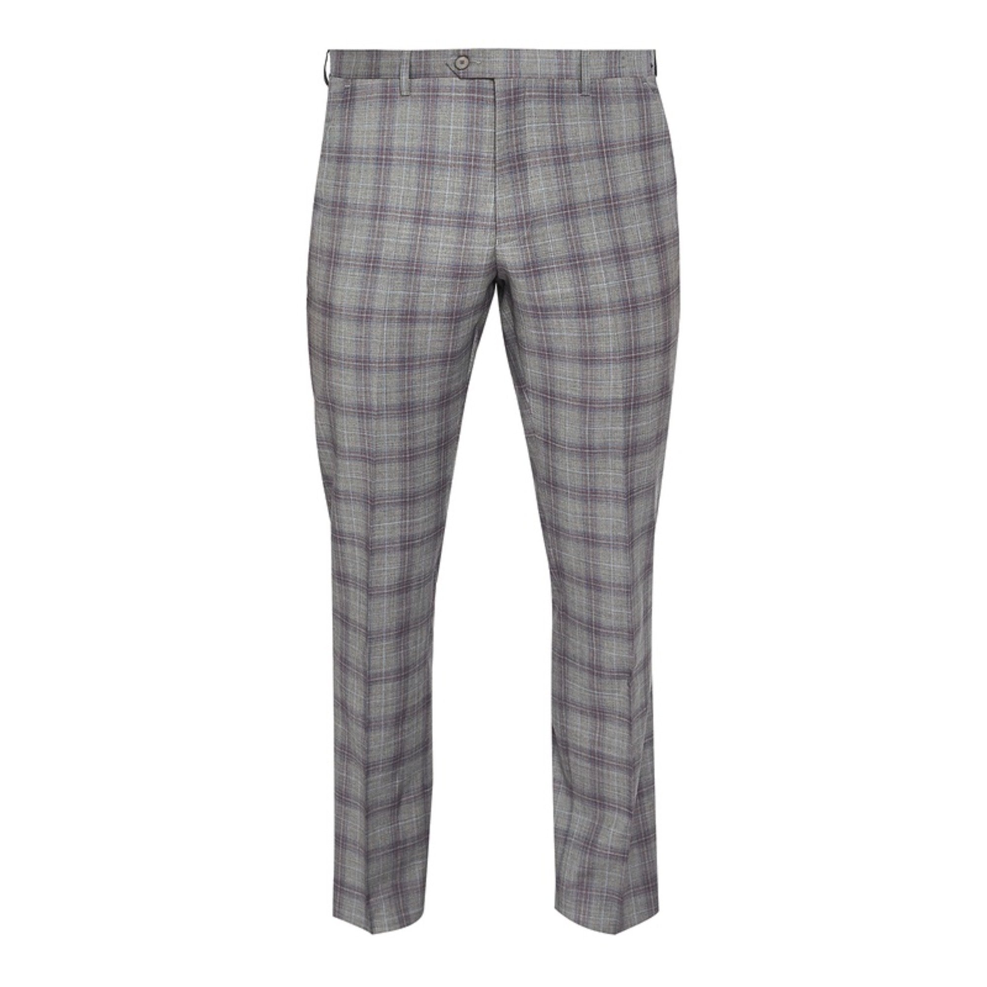 Men Mps-Dorlnt-Rh8M-Debonair Check Trousers - Lt-Grey