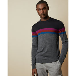 Men Mmk-Cowes-Tc9M-Ls Colour Block Jumper - Navy