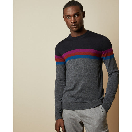 Men Mmk-Cowes-Tc9M-Ls Colour Block Jumper - Navy