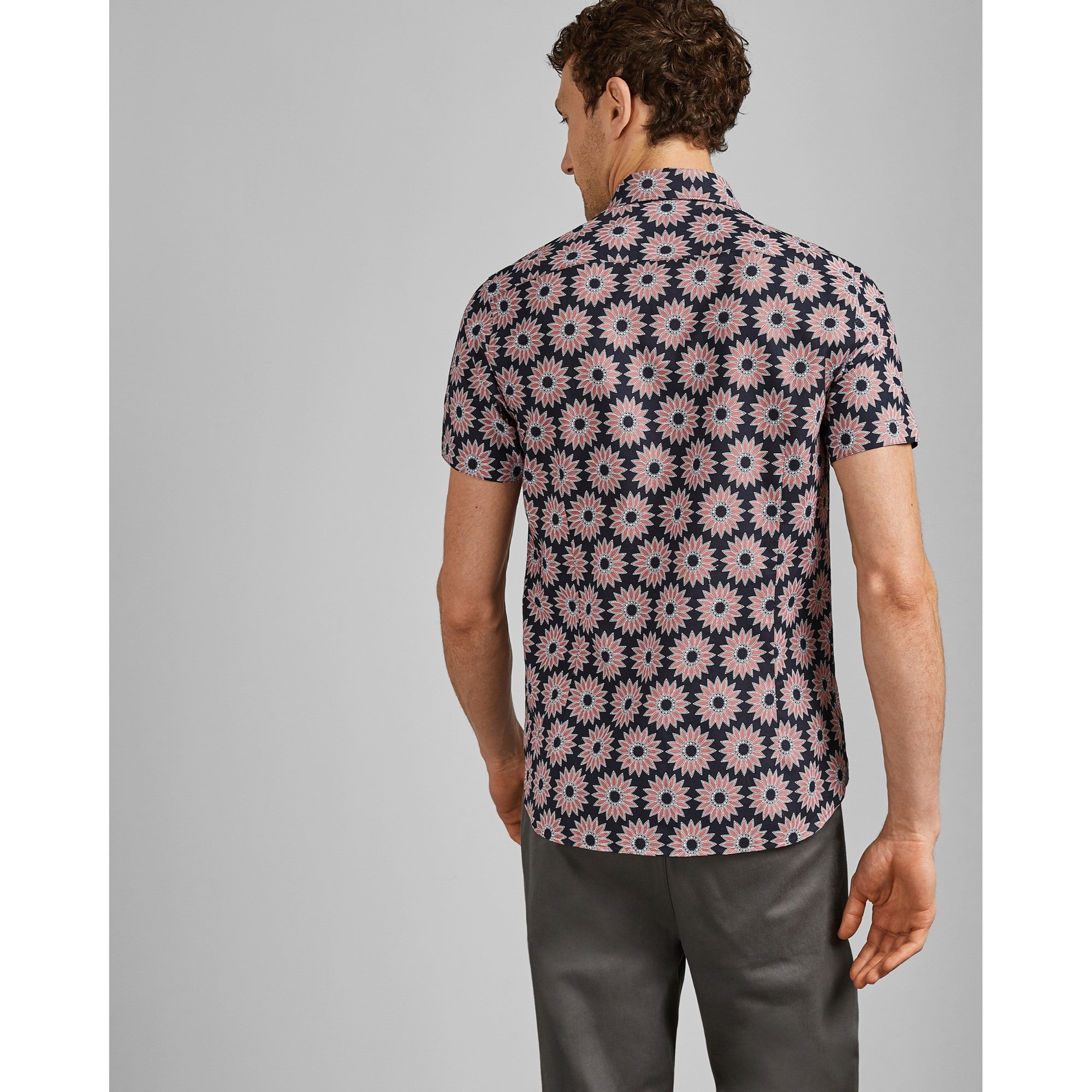 Men Mma-Spunge-Tc9M-Ss Flower Print Shirt - Navy