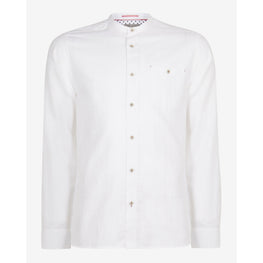 Men Mma-Stuart-Tc9M-Ls Grandad Collar Linen Shirt - White