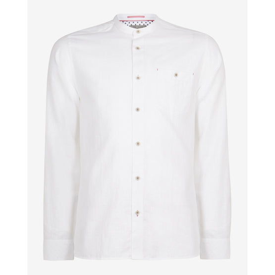 Men Mma-Stuart-Tc9M-Ls Grandad Collar Linen Shirt - White