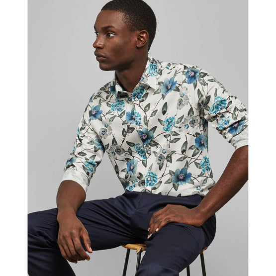 Men Mpa-Manicot-Rc9M-Floral Print Phormal Shirt - White