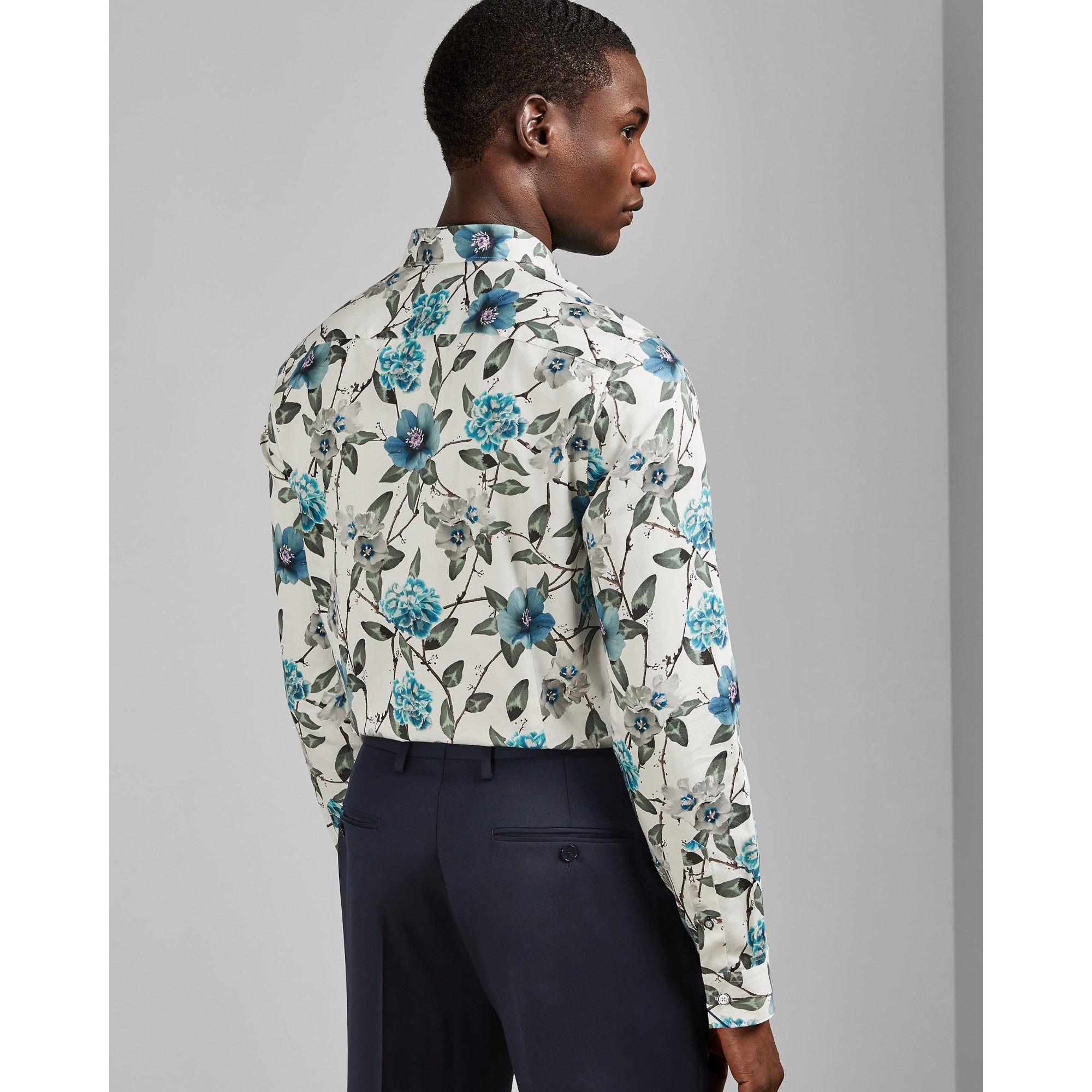Men Mpa-Manicot-Rc9M-Floral Print Phormal Shirt - White