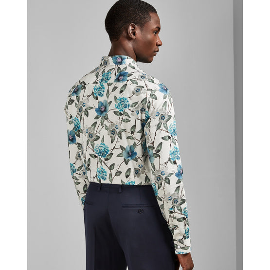 Men Mpa-Manicot-Rc9M-Floral Print Phormal Shirt - White