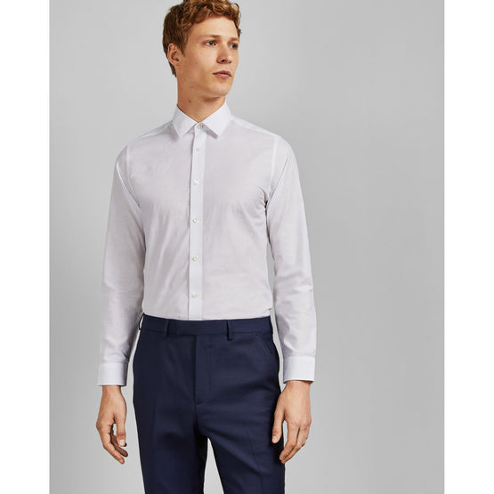 Men Mpa-Spageti-Rc9M-Floral Jacquard Phormal Shirt - White