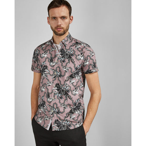 Men Mma-Stefan-Tc9M-Ss Tiger Mash Up Shirt - Pink