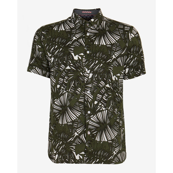 Men Mma-Hero-Ss Palm Print Shirt - Khaki