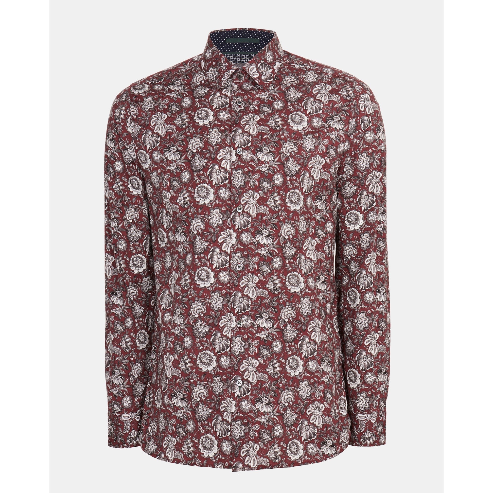 Men Mpa-Rigato-Ls Floral Printed Shirt - Dk-Red