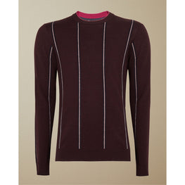 Men Mmk-Chikfee-Tc9M-Ls Stripe Crew Neck - Dk-Red