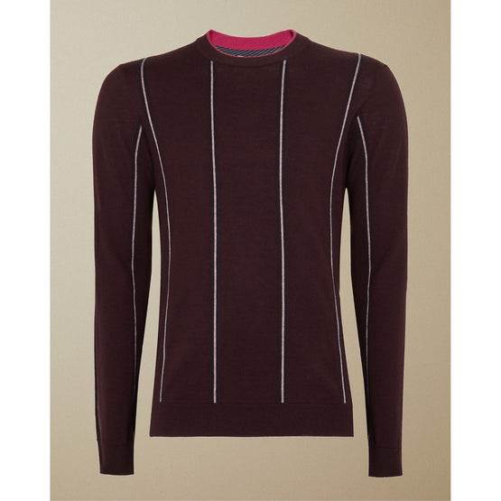 Men Mmk-Chikfee-Tc9M-Ls Stripe Crew Neck - Dk-Red