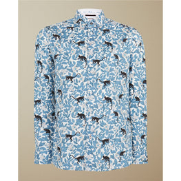 Men Mma-Yeux-Tc9M-Ls Monkey And Leaf Print Shirt - White