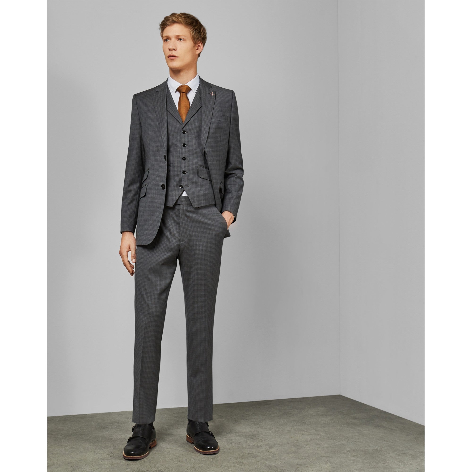 Men Mps-Colmant-Rc9M-Sterling Small Check Trouser - Grey