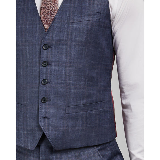 Men Mps-Wharfew-Rc9M-Debonair Check Waistcoat - Lt-Blue