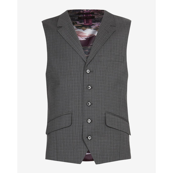 Men Mps-Colmanw-Rc9M-Sterling Small Check Waistcoat - Grey