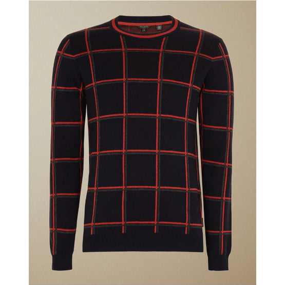Men Mmk-Triton-Tc9M-Ls Check Crew Neck - Navy