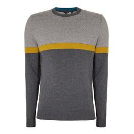 Men Mmk-Pushit-Stripe Crew Neck - Grey-Marl
