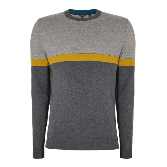 Men Mmk-Pushit-Stripe Crew Neck - Grey-Marl