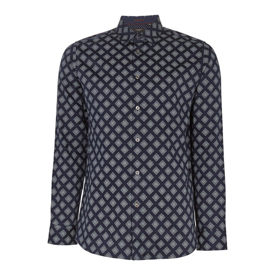 Men Mma-Tillyou-Ls Geo Print Shirt - Navy