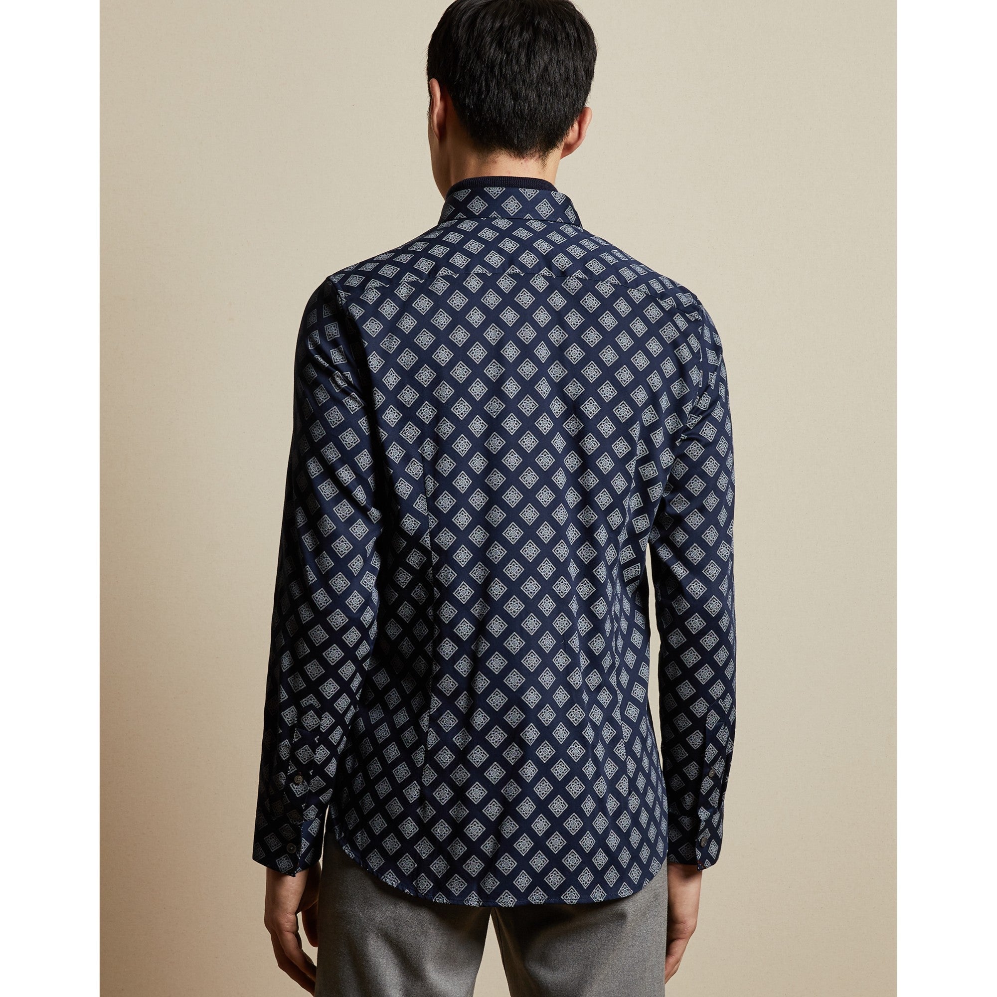Men Mma-Tillyou-Ls Geo Print Shirt - Navy
