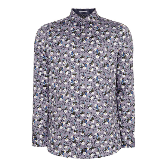 Men Mma-Shecan-Ls Bird And Flower Print Shirt - Lilac