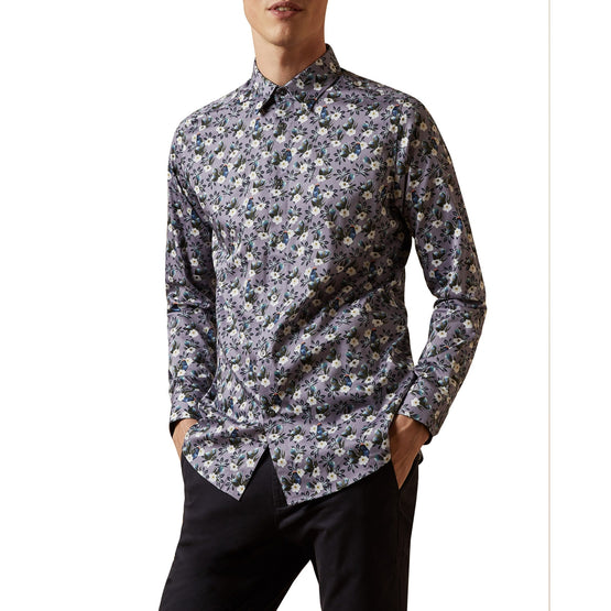 Men Mma-Shecan-Ls Bird And Flower Print Shirt - Lilac
