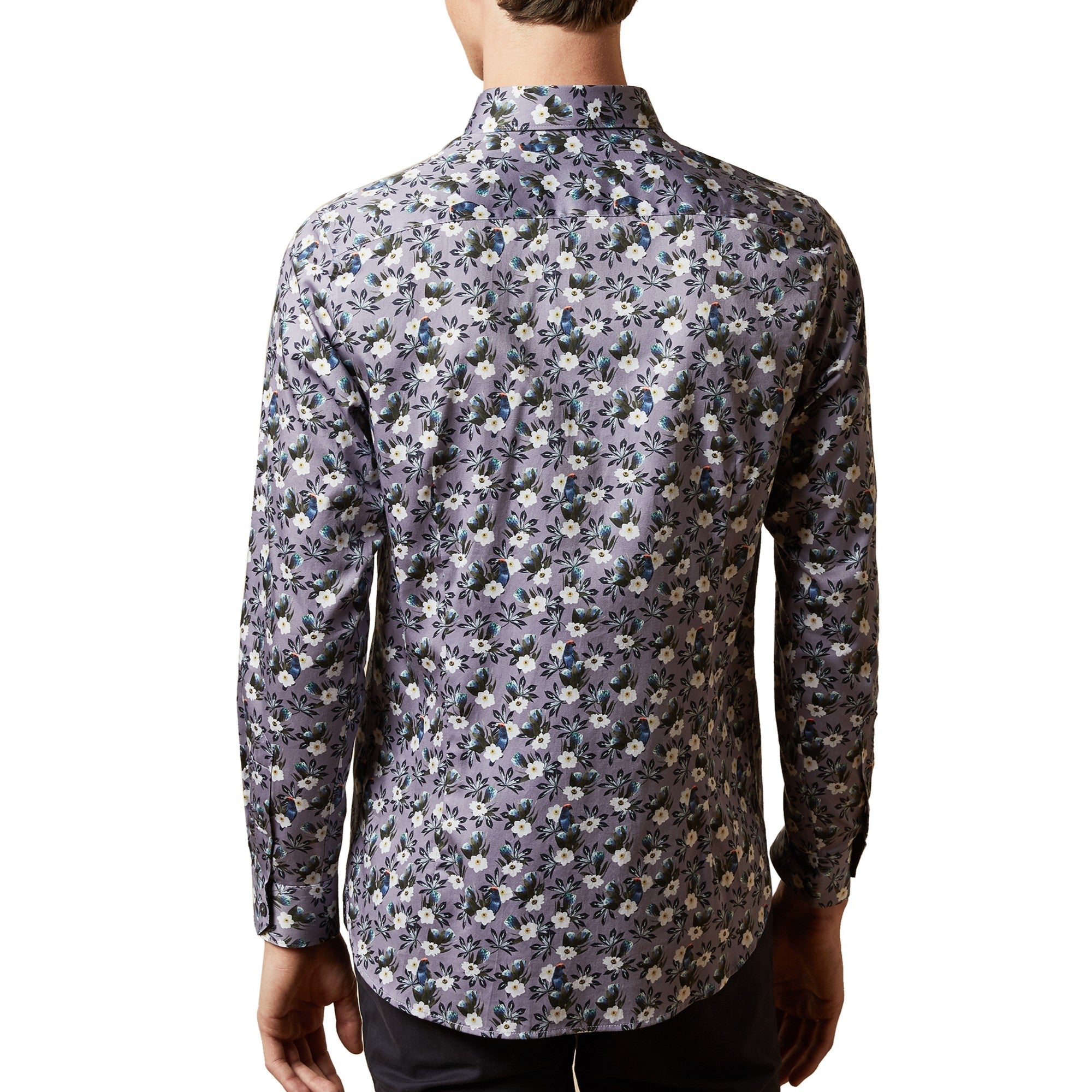 Men Mma-Shecan-Ls Bird And Flower Print Shirt - Lilac