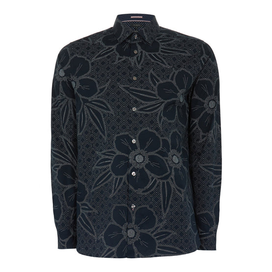 Men Mma-Gogirl-Ls Floral Print Shirt - Navy
