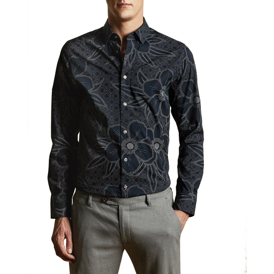 Men Mma-Gogirl-Ls Floral Print Shirt - Navy