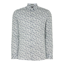 Men Mpa-Charity-Ls Modern Fit Floral Print Shirt - White