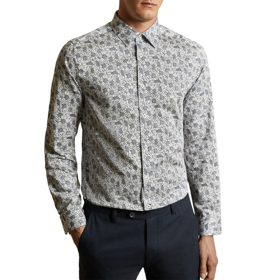 Men Mpa-Charity-Ls Modern Fit Floral Print Shirt - White