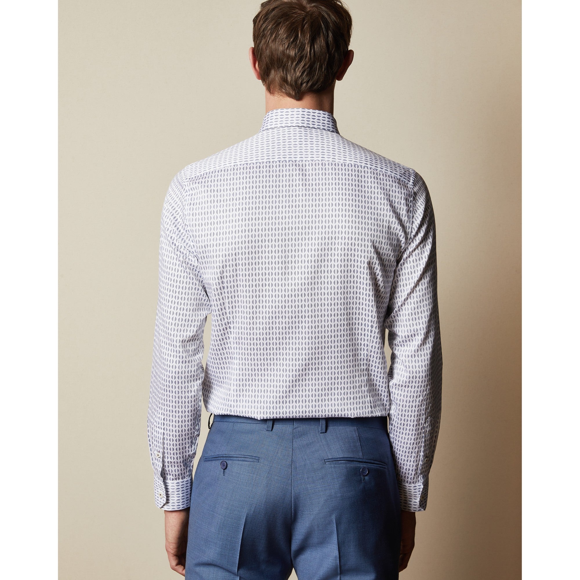 Men Mpa-Rewrite-Ls Modern Fit Geo Print Shirt - Navy