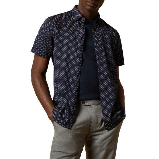 Men Mma-Sortit-Ss Geo Print Shirt - Navy