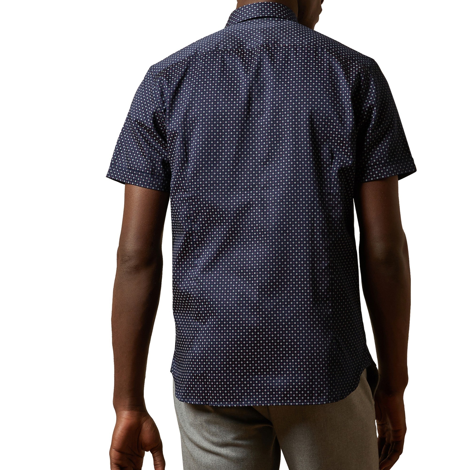 Men Mma-Sortit-Ss Geo Print Shirt - Navy