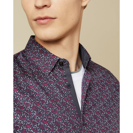 Men Mma-Thundar-Ls Small Floral Print Shirt - Navy
