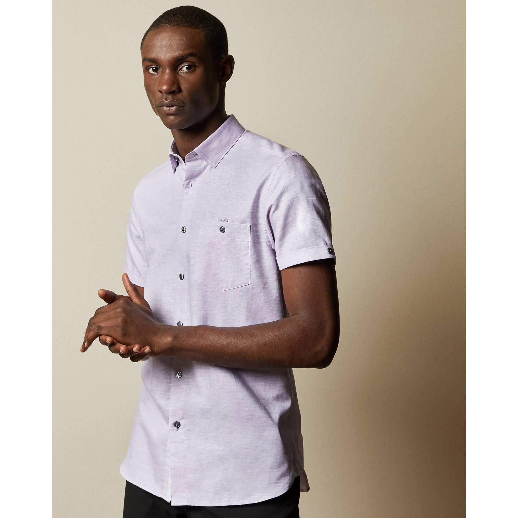 Men Mma-Havefun-Ss Linen Shirt - Purple