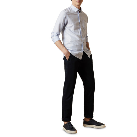 Men Mma-Tiptoe-Ls Linen Shirt - Lt-Blue
