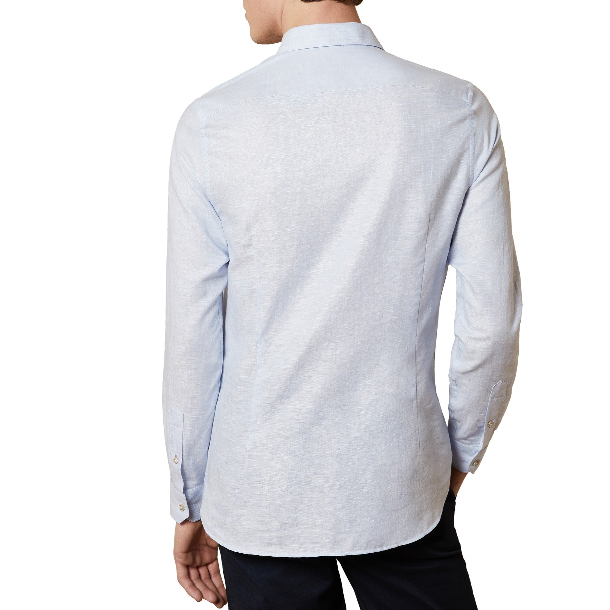 Men Mma-Tiptoe-Ls Linen Shirt - Lt-Blue