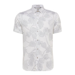 Men Mma-Downdog-Ss Parrot And Leaf Print Shirt - White