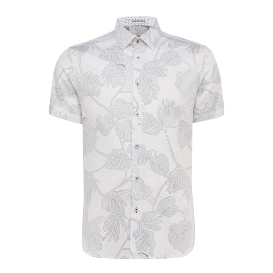 Men Mma-Downdog-Ss Parrot And Leaf Print Shirt - White