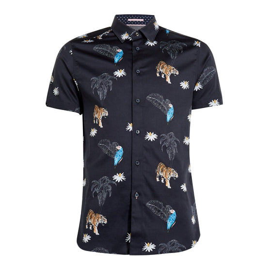 Men Mma-Kochops-Ss Bold Animal Print Shirt - Navy