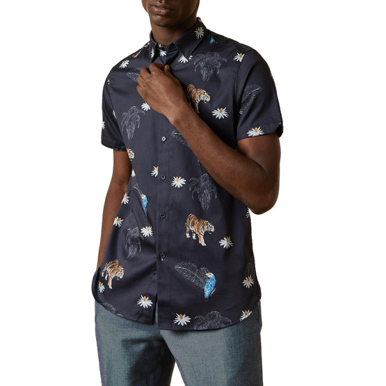 Men Mma-Kochops-Ss Bold Animal Print Shirt - Navy