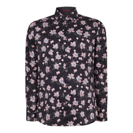 Men Mma-Resep-Ls Flower Print Shirt - Navy