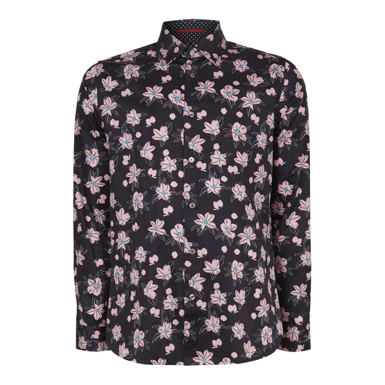 Men Mma-Resep-Ls Flower Print Shirt - Navy