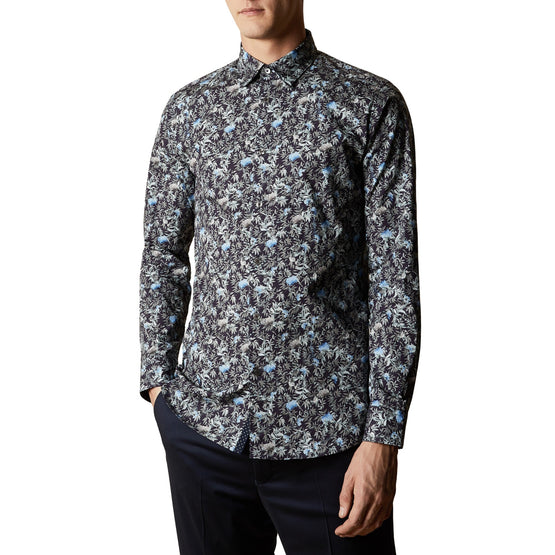 Men Mma-Toobig-Ls Floral Print Shirt - Navy