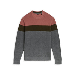 Men Mmk-Lastmi-Ls Colour Block Textured Crew Neck Jumper - Pink